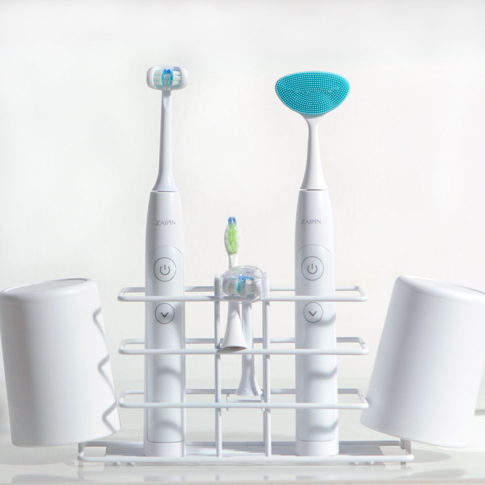 Zaipin Electric Toothbrush Induction Charging, Last For 90 Days, 5 Modes, High, Middle, And Low Three Frequency Conversion, 2 Three-Side Brush Heads, 1 Single-Side Brush Head, 1 Silicone Face Cleansing Massage Head